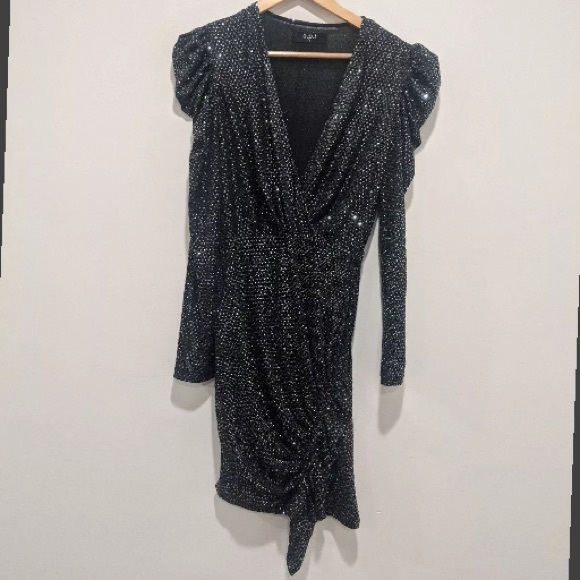 O.P.T Black Sparkly Sequin Dress O.P.T Black Size Small - Picture 3 of 10